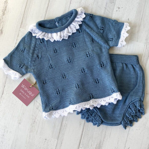 Jersey de hilo con volante blanco + cubrepañal - Imagen 3