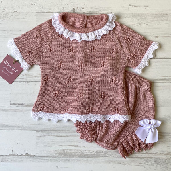 Jersey de hilo con volante blanco + cubrepañal - Imagen 2