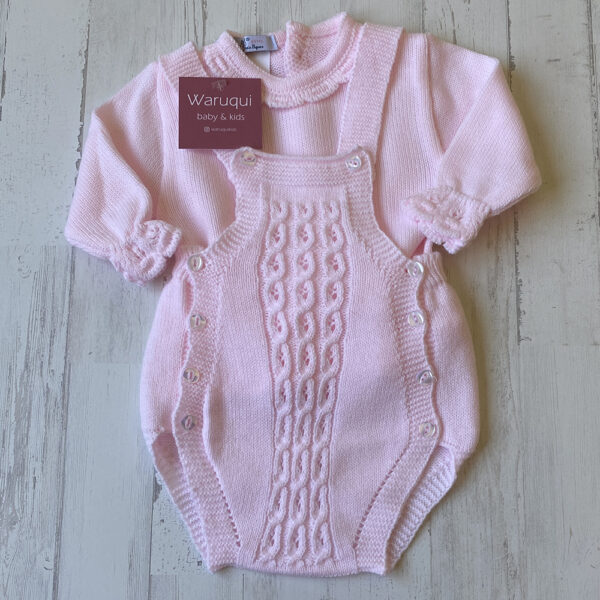 Conjunto rosa bebé de ranita y jersey