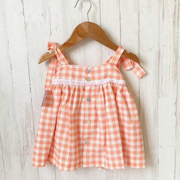 Vestido cuadros vichy naranja - Imagen 2