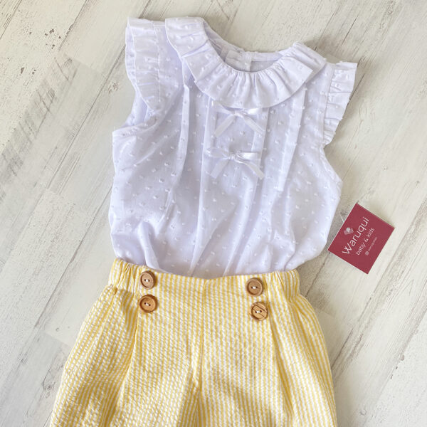 Blusa blanca plumeti sin mangas - Imagen 3