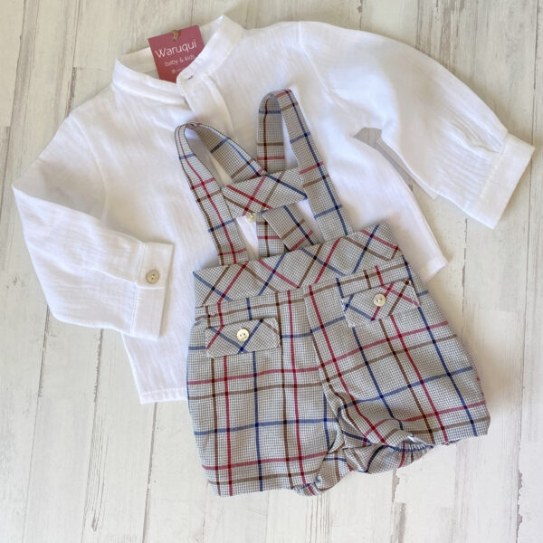 Conjunto peto de cuadros + camisa blanca - Imagen 2