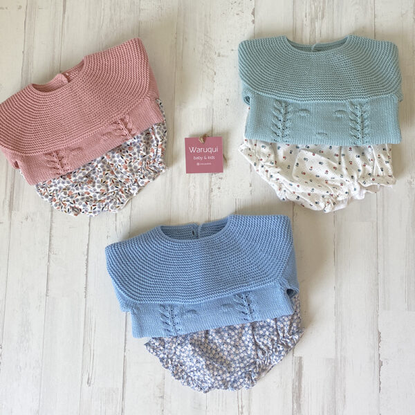 Conjunto jersey verde y cubrepañal de tela - Imagen 4
