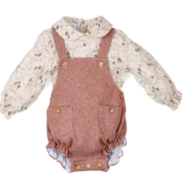 Conjunto de ranita espiguilla + camisa estampada