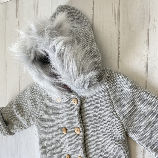 Chaqueta/Abrigo de lana capucha gris - Imagen 5