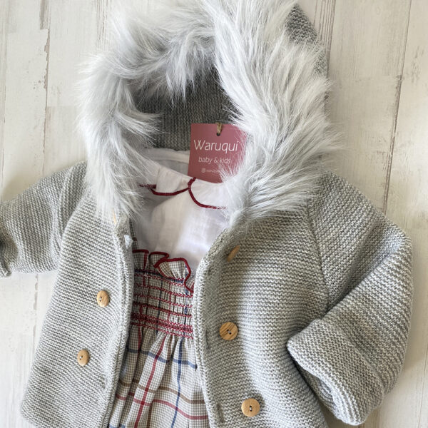 Chaqueta/Abrigo de lana capucha gris - Imagen 2
