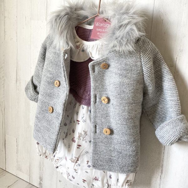 Chaqueta/Abrigo de lana capucha gris - Imagen 4