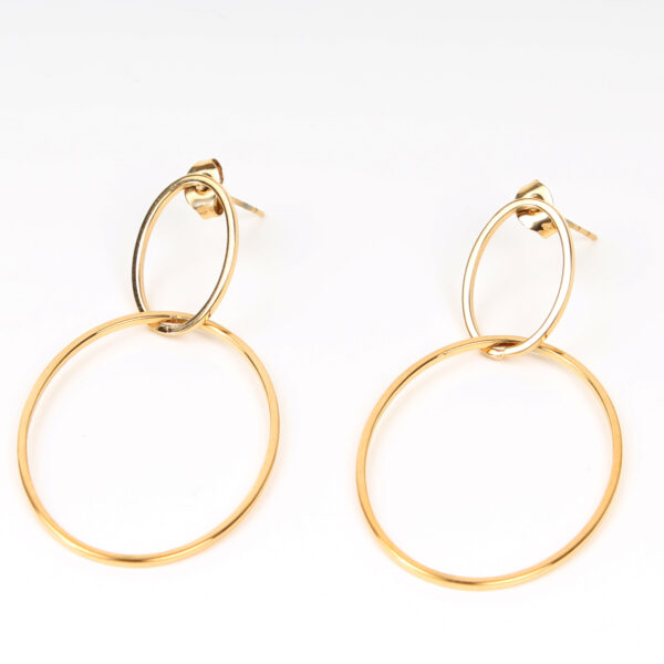 Pendientes acero dos aros dorados