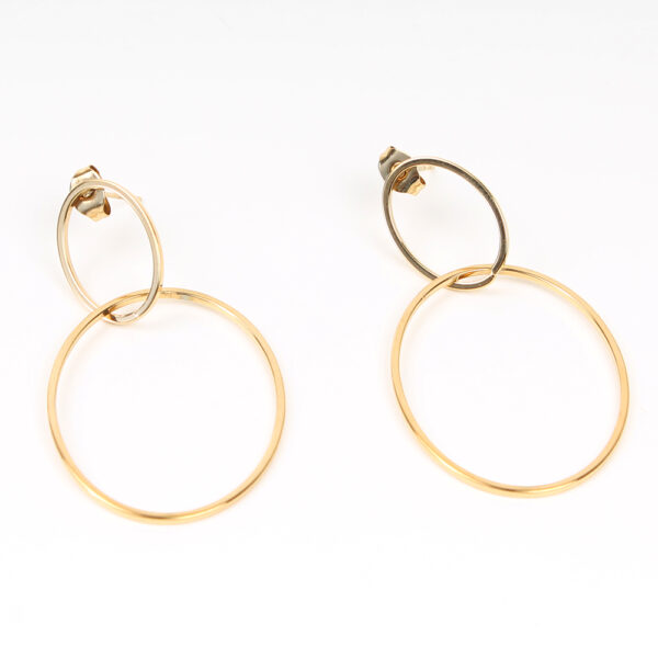Pendientes acero dos aros dorados - Imagen 2