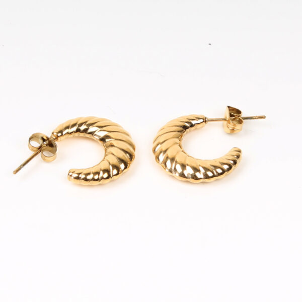 Pendientes acero croissant dorados - Imagen 2