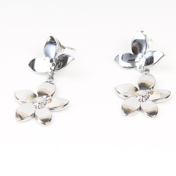 Pendientes acero flor plateados
