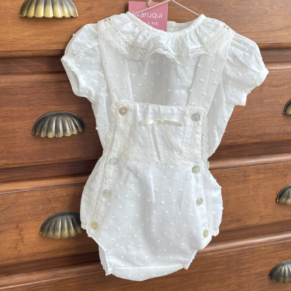 Conjunto de ranita y blusita blanco roto - Imagen 8