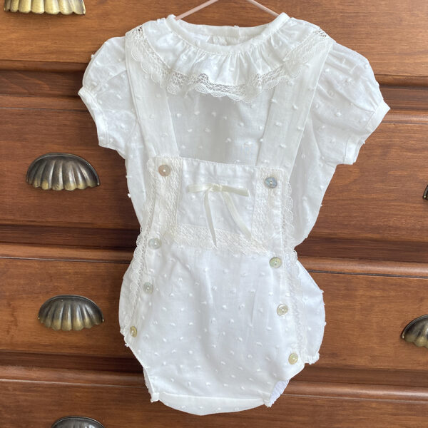 Conjunto de ranita y blusita blanco roto - Imagen 9