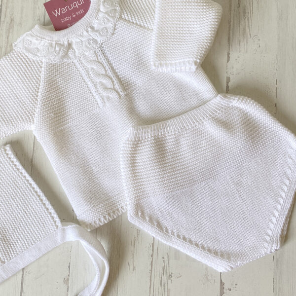 Conjunto blanco de jersey + capota + cubrepañal - Imagen 5
